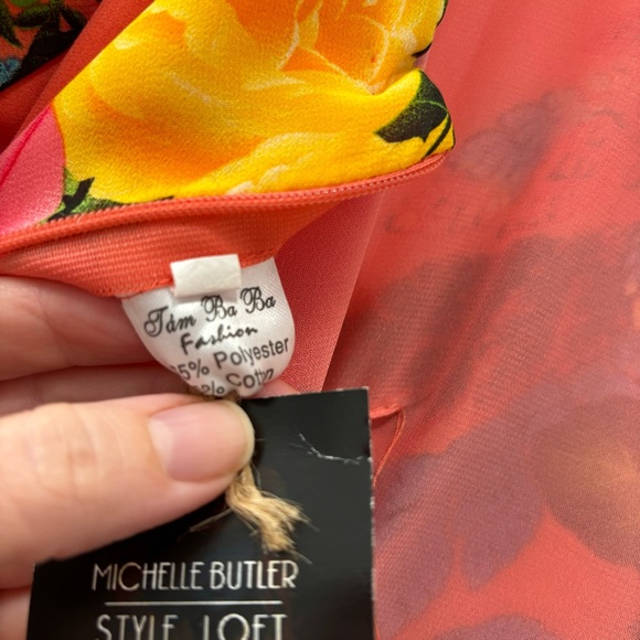 Vintage Peach Floral Dress/Top - Picture 10 of 10